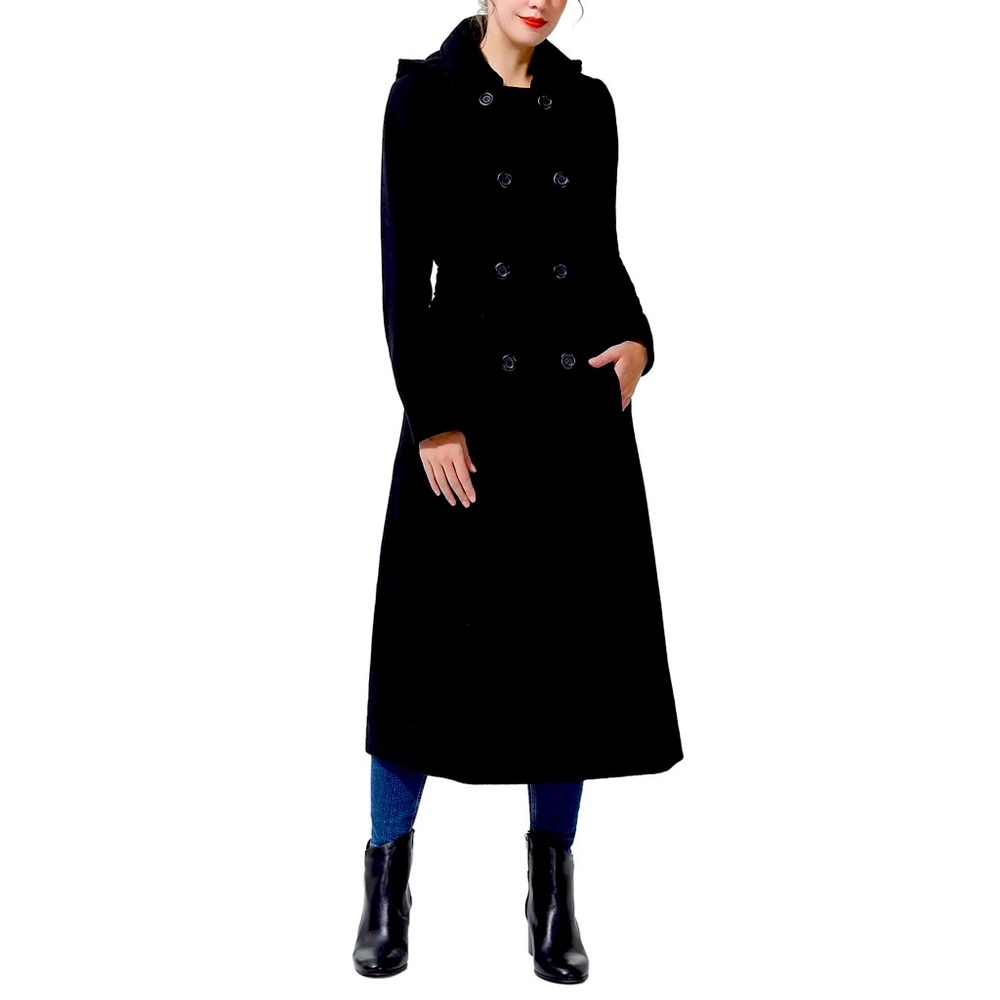 KIMI + KAI • Laila Long Hooded Wool Walking Coat • Women’s